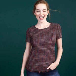 EUC Hawthorn 41 Colorful Karius Tweed Woven Mixed Media Pullover Top